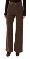 Veronica Beard Jean Taylor High Rise Wide Leg Corduroy Pants Dark Umber In Brown