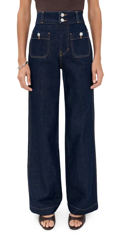 Veronica Beard Jean Taylor High Rise Wide Leg Jeans Indigo Rinse In Purple