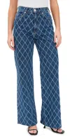 Shop Veronica Beard Jean Taylor High Rise Wide Leg Pants Blue Diamond