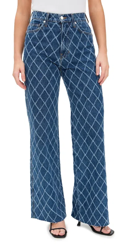 Veronica Beard Jean Taylor High Rise Wide Leg Pants Blue Diamond