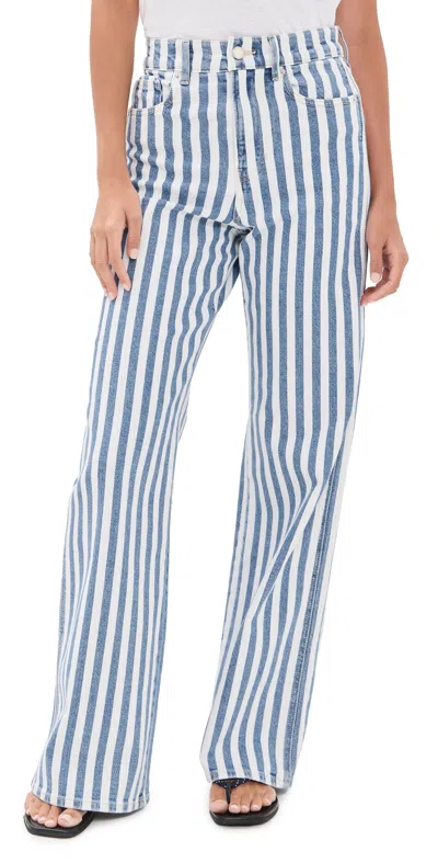 Veronica Beard Jean Taylor Striped Jeans Saltwater Stripe In Gray