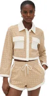 Veronica Beard Jean Zariah Cardigan Stone Khaki