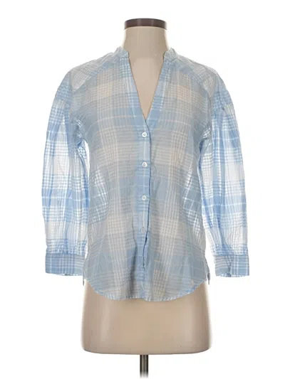 Pre-owned Veronica Beard Jeans 3/4 Sleeve Button Down Shirt In Blue