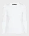 Veronica Beard Jeans Britney Cotton Long Puff-sleeve Top In White