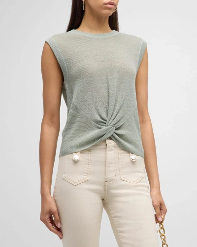 Veronica Beard Jeans Kellen Sleeveless Twist-front Sweater In Silver Sage