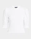 Veronica Beard Jeans Langston Smocked Top In White