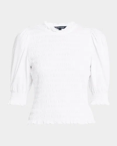 Veronica Beard Jeans Langston Smocked Top In White
