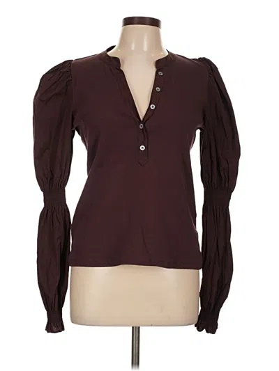 Pre-owned Veronica Beard Jeans Long Sleeve Henley Shirt In Burgundy