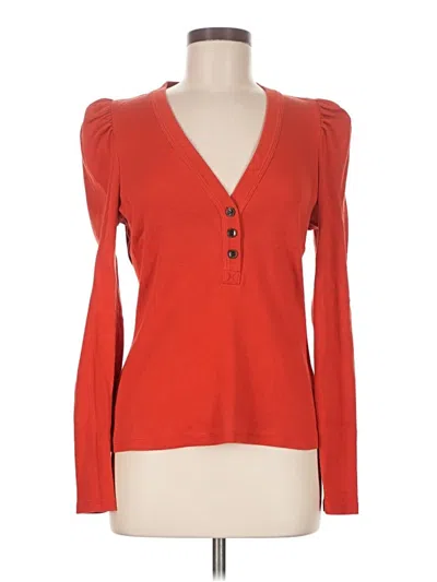 Pre-owned Veronica Beard Jeans Long Sleeve Henley Shirt In Orange