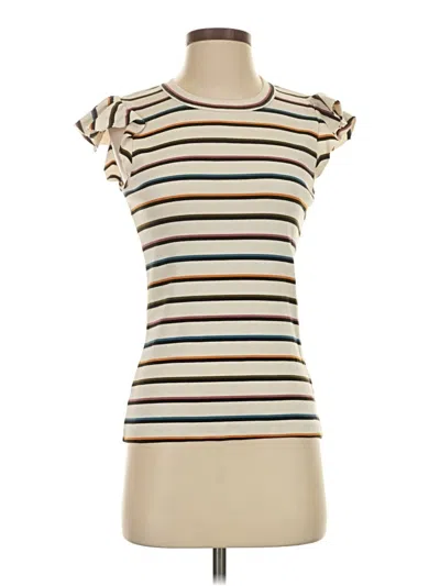 Pre-owned Veronica Beard Jeans Short Sleeve Turtleneck In Ivory