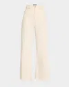 Veronica Beard Jeans Taylor Cropped High Rise Wide-leg Jeans In Ecru