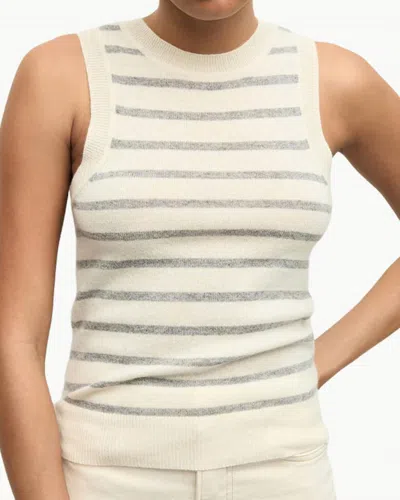 Veronica Beard Jerrel Cashmere Tank In Ivory/heather Grey In Neutral
