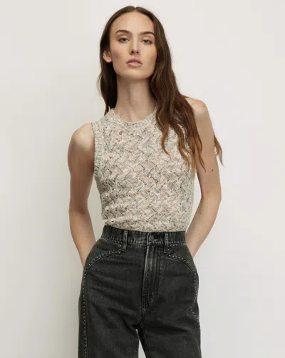 Veronica Beard Jerrel Cropped Knit Tank Top In Dove White Multi