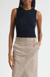 Veronica Beard Jerrel Rib Merino Wool Tank In Navy