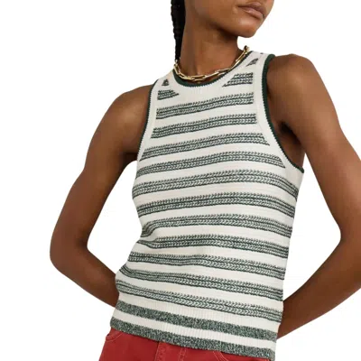 Veronica Beard Jerrel Tank Top In Ivory/hunter Green In Gray