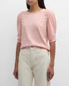Veronica Beard Jessa Ruched-sleeve Tee In Multi