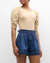Veronica Beard Waldorf Long Sleeve Cotton T-shirt In Stone Khaki
