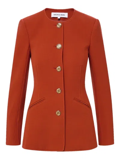 Veronica Beard Jessup Button Front Jacket In Carnelian Red In Multi