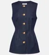 Veronica Beard Jessup Denim Vest In Dark Oxford In Dark Oxford