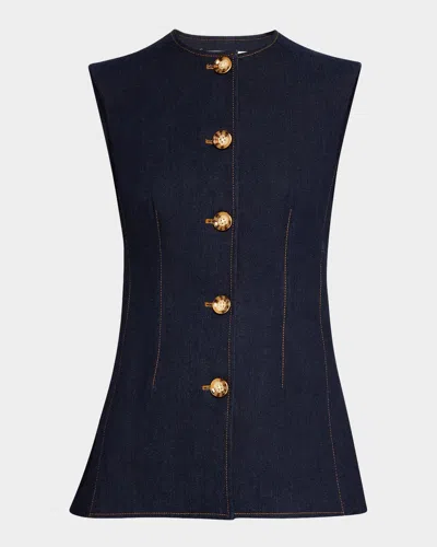 Veronica Beard Jessup Denim Vest In Dark Oxford In Navy