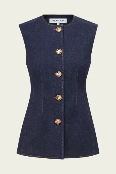 VERONICA BEARD JESSUP DENIM VEST IN DARK OXFORD