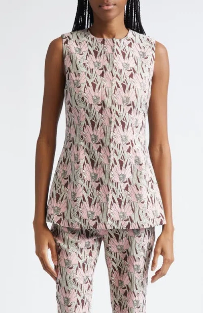 Veronica Beard Jessup Floral Jacquard Vest In Gray