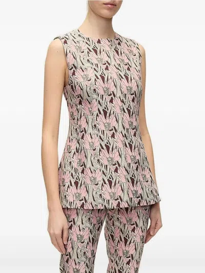 Veronica Beard Jessup Floral Vest In Raisin Multi In Neutral