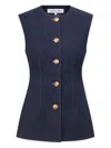 Veronica Beard Jessup Tailored Vest In Denim In Blue