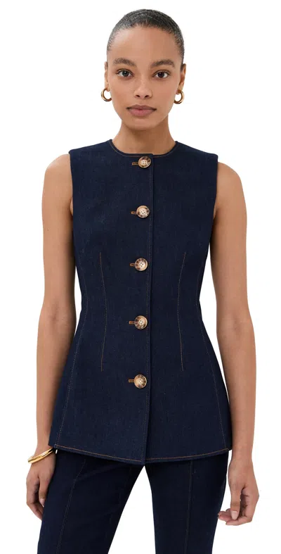 Veronica Beard Jessup Tailored Vest In Denim In Blue