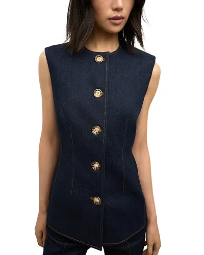 Veronica Beard Jessup Tailored Vest In Denim In Blue