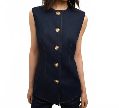 Veronica Beard Jessup Tailored Vest In Denim In Blue