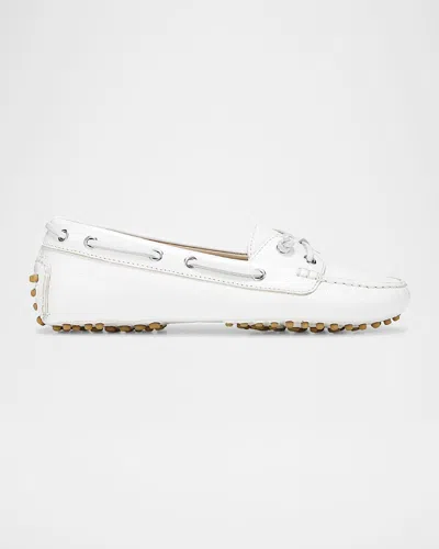 Veronica Beard Jia Leather Driver Boat Loafers In Coconut