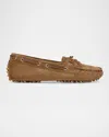 Veronica Beard Jia Leather Driver Boat Loafers In Hazelwood