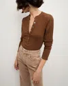 Veronica Beard Jocelyn Henley Shirt In Dark Cocoa