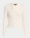 Veronica Beard Jocelyn V-neck Rib Cotton Top In Ivory
