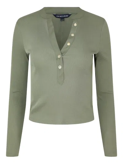 Veronica Beard Jocelyn Ribbed Top In Green