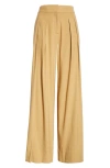 Veronica Beard Jodie Pleat Linen Blend Wide Leg Pants In Desert Khaki