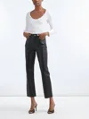 Veronica Beard Joey Vegan Leather Straight Leg Pants In Black In Black