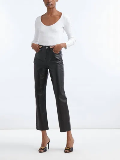 Veronica Beard Joey Vegan Leather Straight Leg Pants In Black