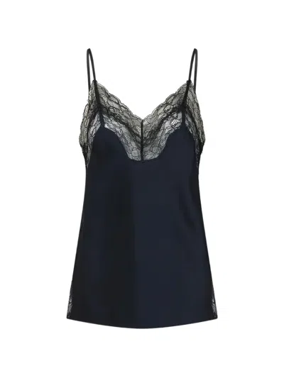 Veronica Beard Johanan Lace-trim Top In Blue