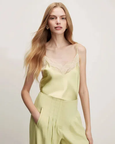 Veronica Beard Womens Pistachio Johanan Lace-trim Stretch-silk Camisole Top In Neutral