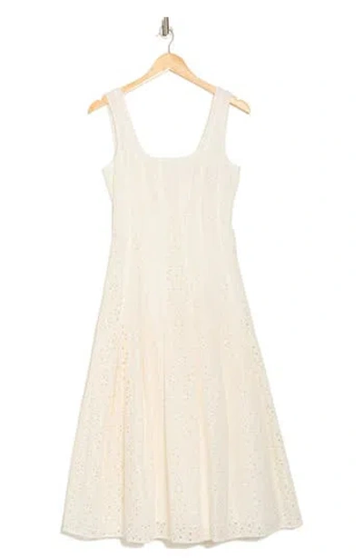 Veronica Beard Jolie Eyelet Midi Dress In Off-white
