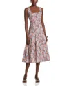 Veronica Beard Jolie Paisley Sleeveless Stretch Cotton Midi Dress In Navy Multi