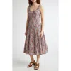 Veronica Beard Jolie Paisley Sleeveless Stretch Cotton Midi Dress In Navy Multi