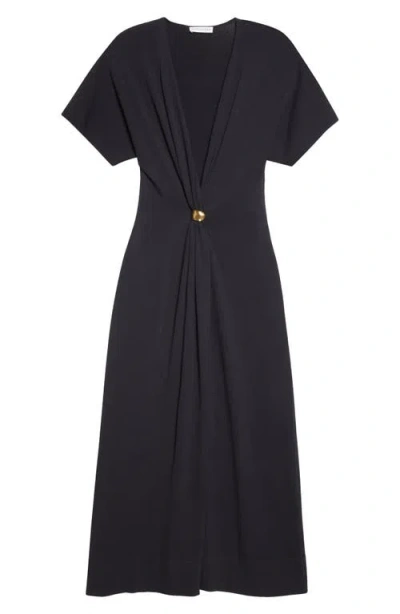 Veronica Beard Jolie Plunge Neck Stretch Cotton Dress In Black