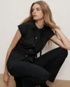 Veronica Beard Joon Tie-neck Button-down Blouse In Black