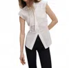 Veronica Beard Joon Tie-neck Button-down Blouse In White In White