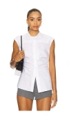 Veronica Beard Joon Sleeveless Button-front Top In White