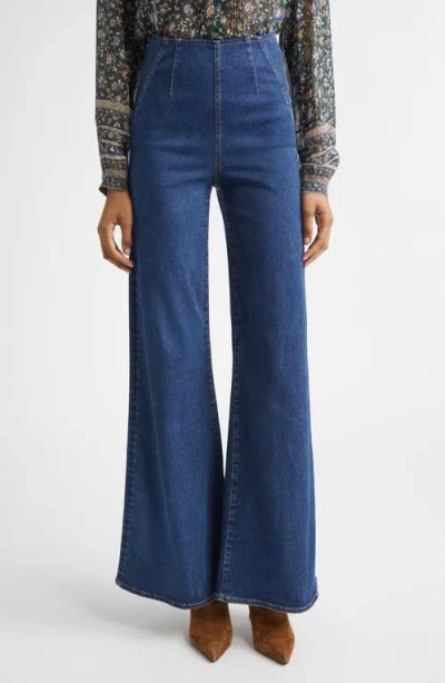 Veronica Beard Joplin Off-duty High Waist Flare Jeans In Blue