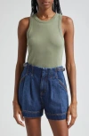 Veronica Beard Jordyn Cropped Tank Top In Sage